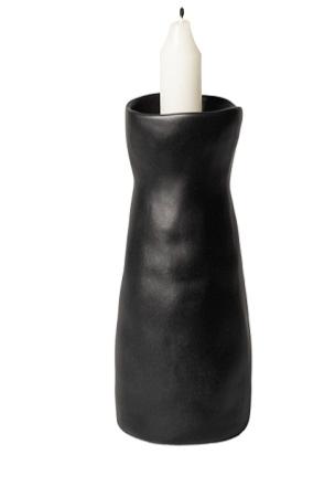 Vase / Bougeoir en céramique Shok, S, Noir