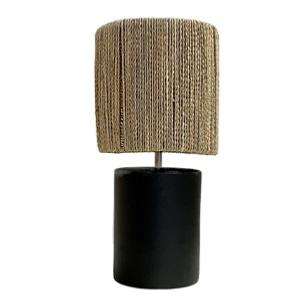 Lámpara de mesa de cerámica con pantalla de cuerda de palma